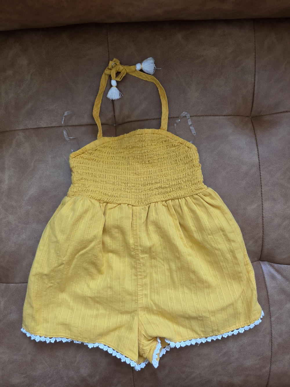Tommy Bahama Baby Girls' Yellow Smocked Halter Romper